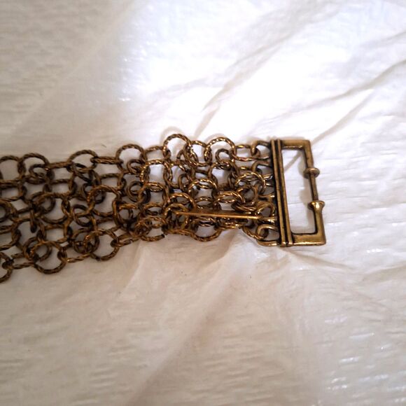 A Vintage Chainmail Bracelet Cuff Steampunk Grunge Industrial Heavy Metal - Picture 7 of 8